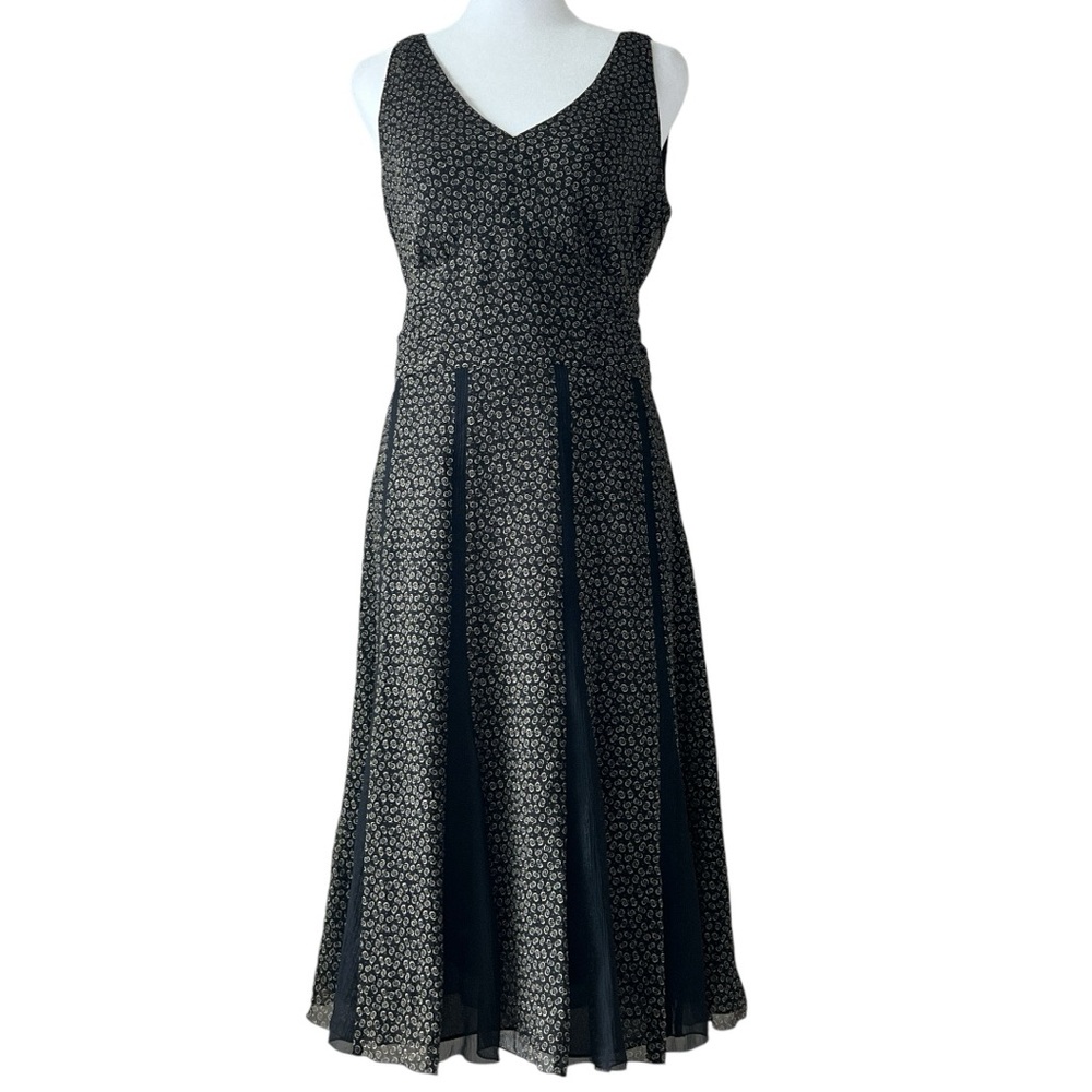 Ann Taylor 100% Silk V-Neck Sleeveless Tied Waist Midi Dress Size 4